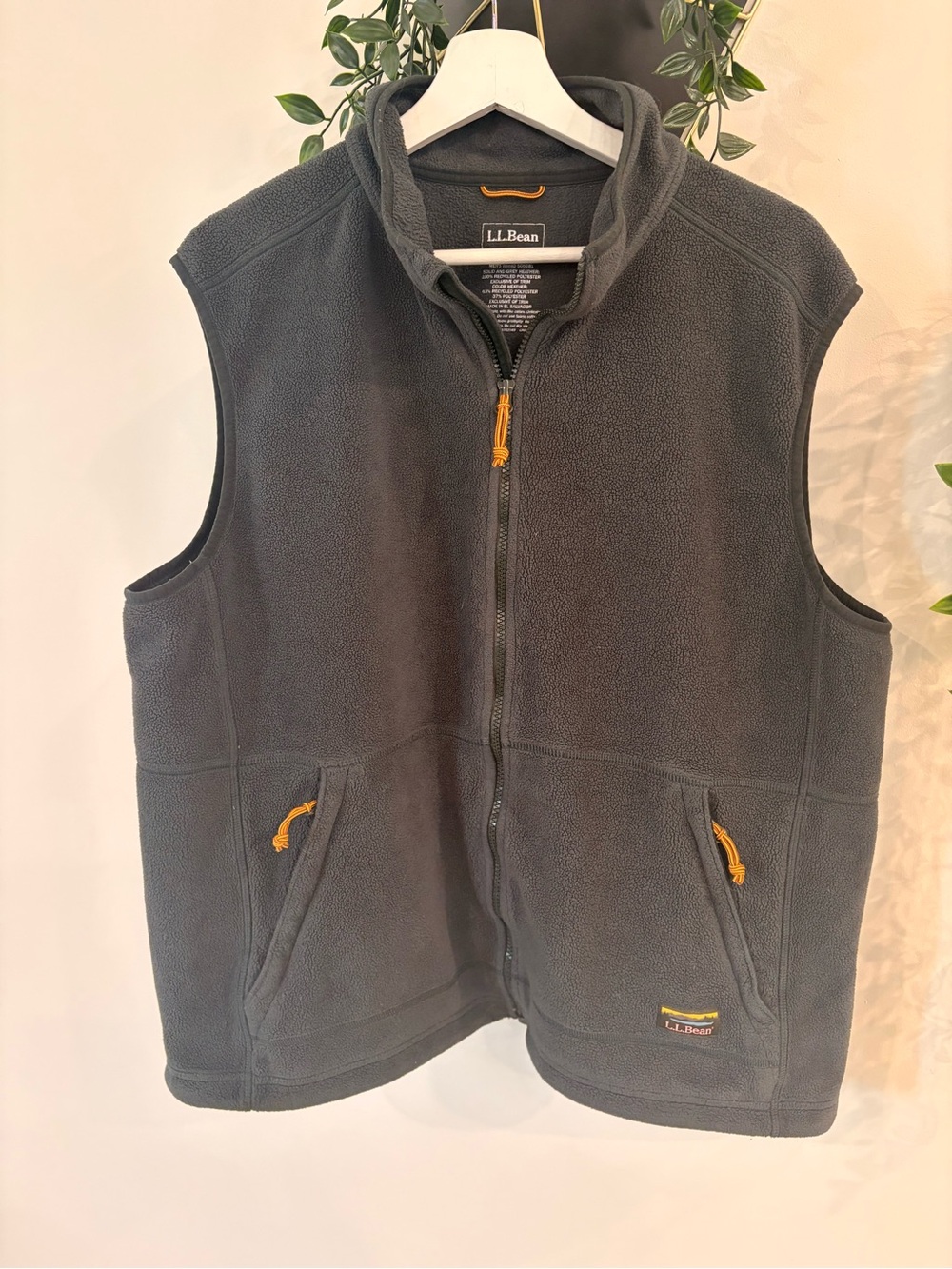 L.L. Bean Gray Fleece Jacket with Yellow Trim